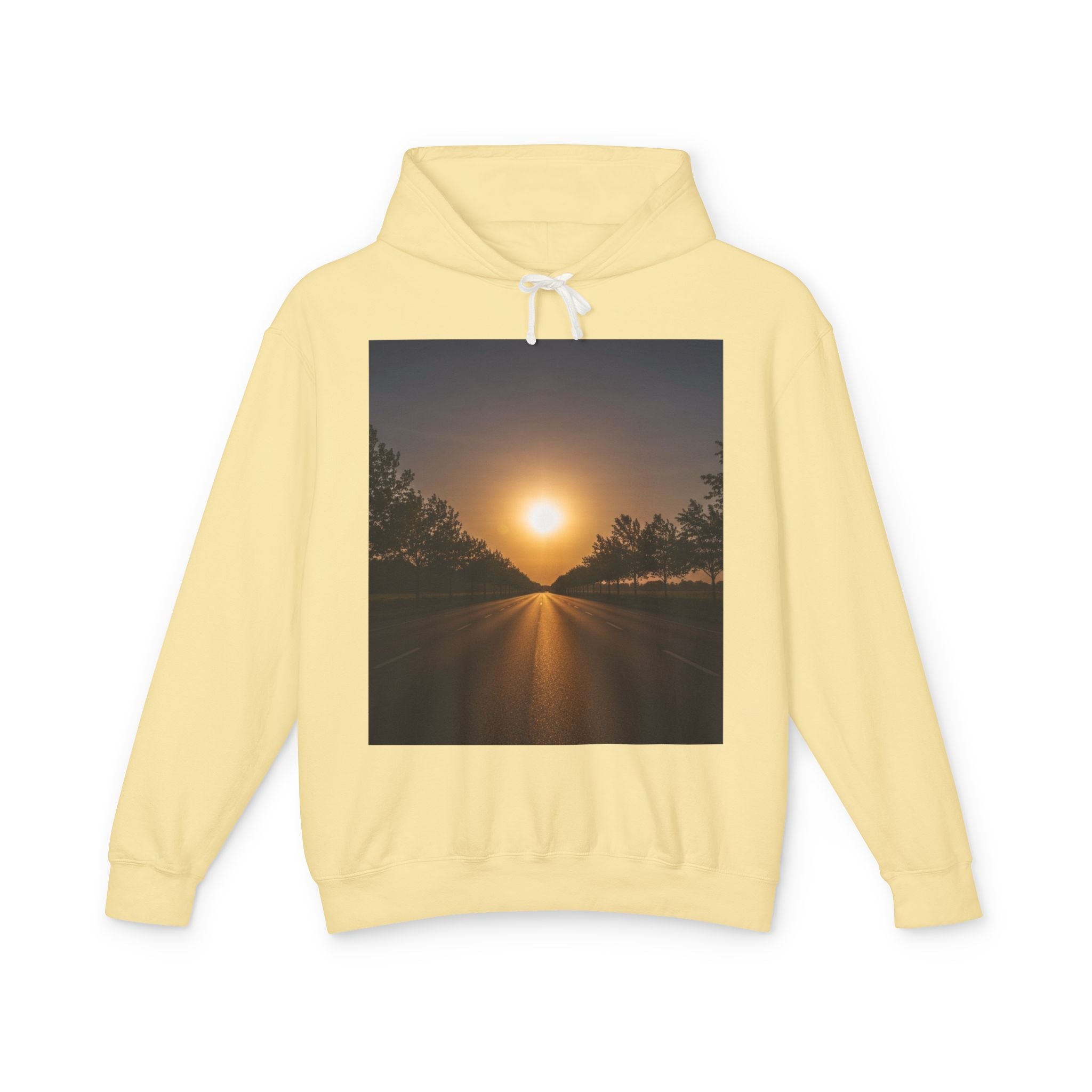 Sunset Vibes Hoodie — Scenic Sunset Road Graphic Hooded Sweatshirt