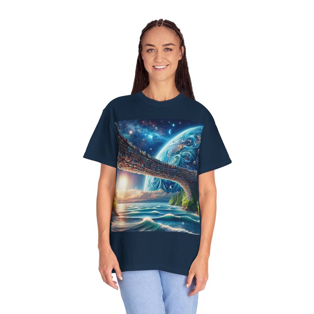 Galaxy Bridge T-Shirt – Surreal Cosmic Landscape Tee