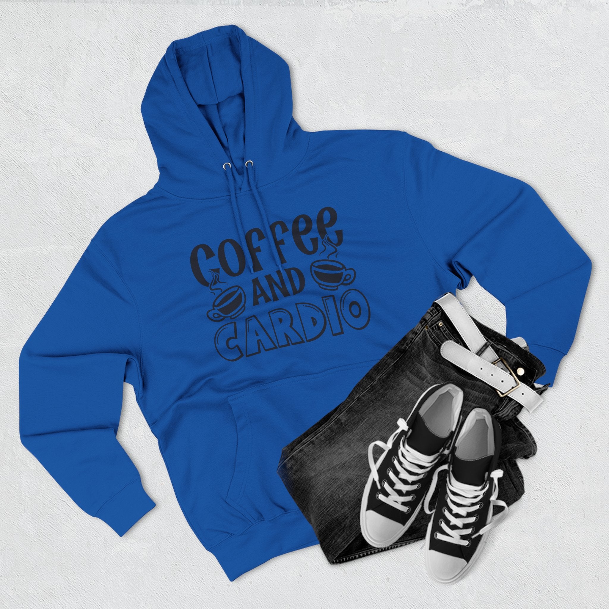 Coffee and Cardio Hoodie - Funny Fitness Coffee Lover Pullover