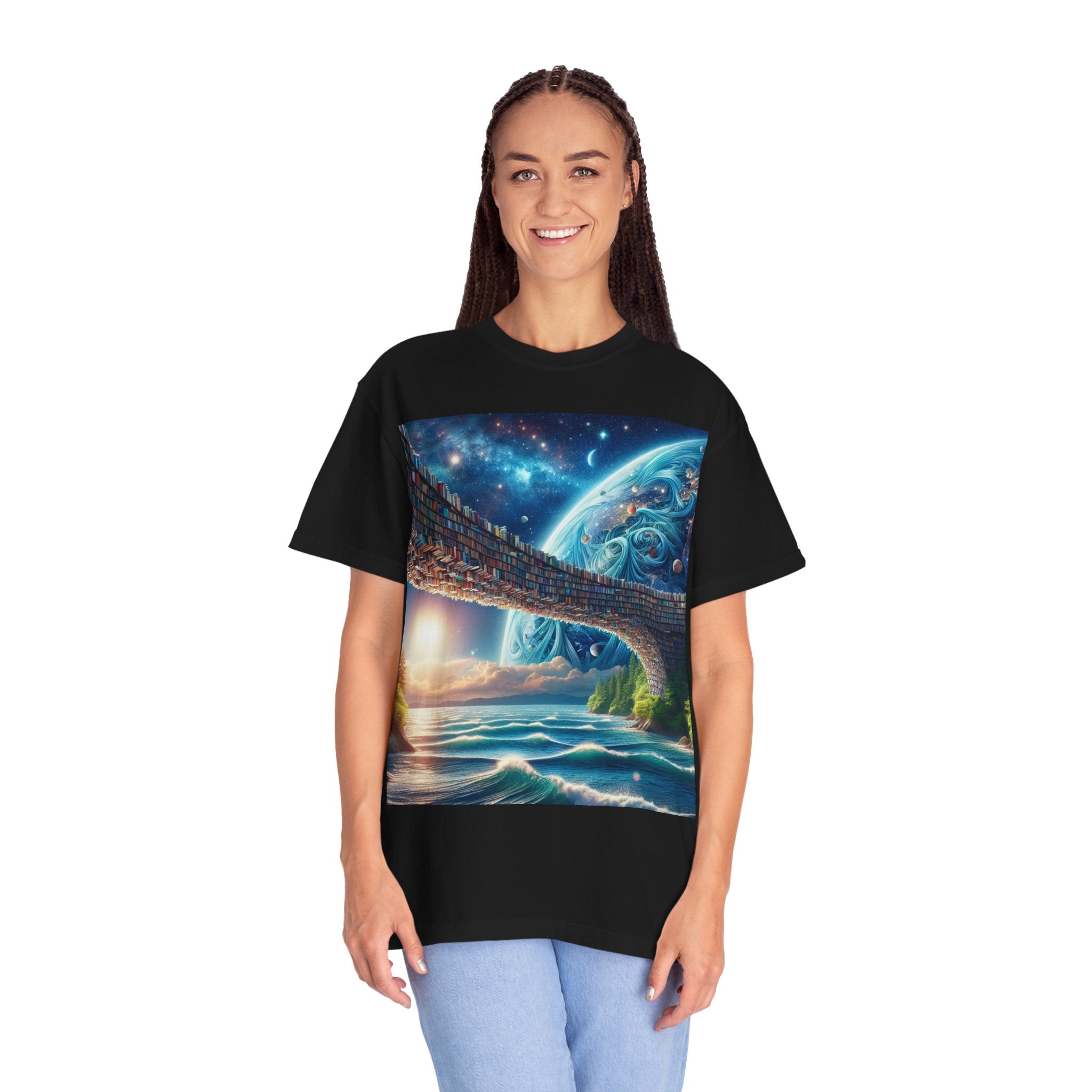 Galaxy Bridge T-Shirt – Surreal Cosmic Landscape Tee