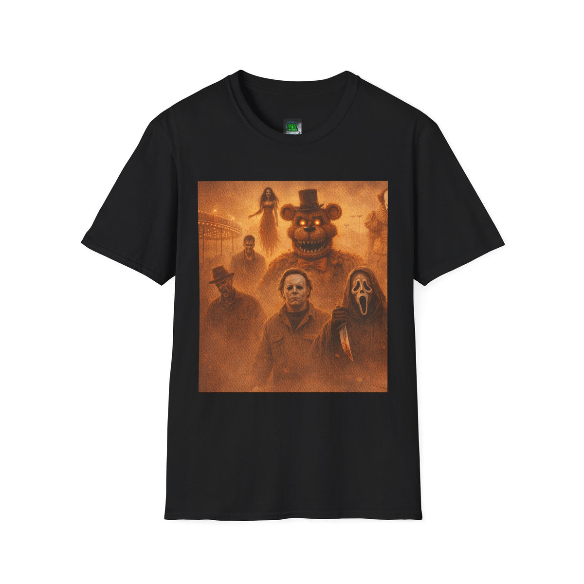 Horror Icons Halloween T-Shirt – Retro Slasher Movie Collage
