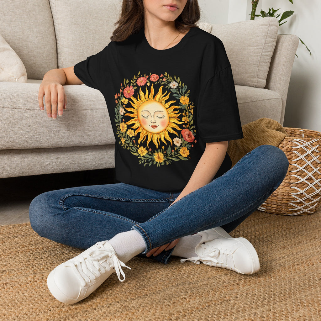 Sunflower Sun Tee — Floral Boho Sunface T-Shirt