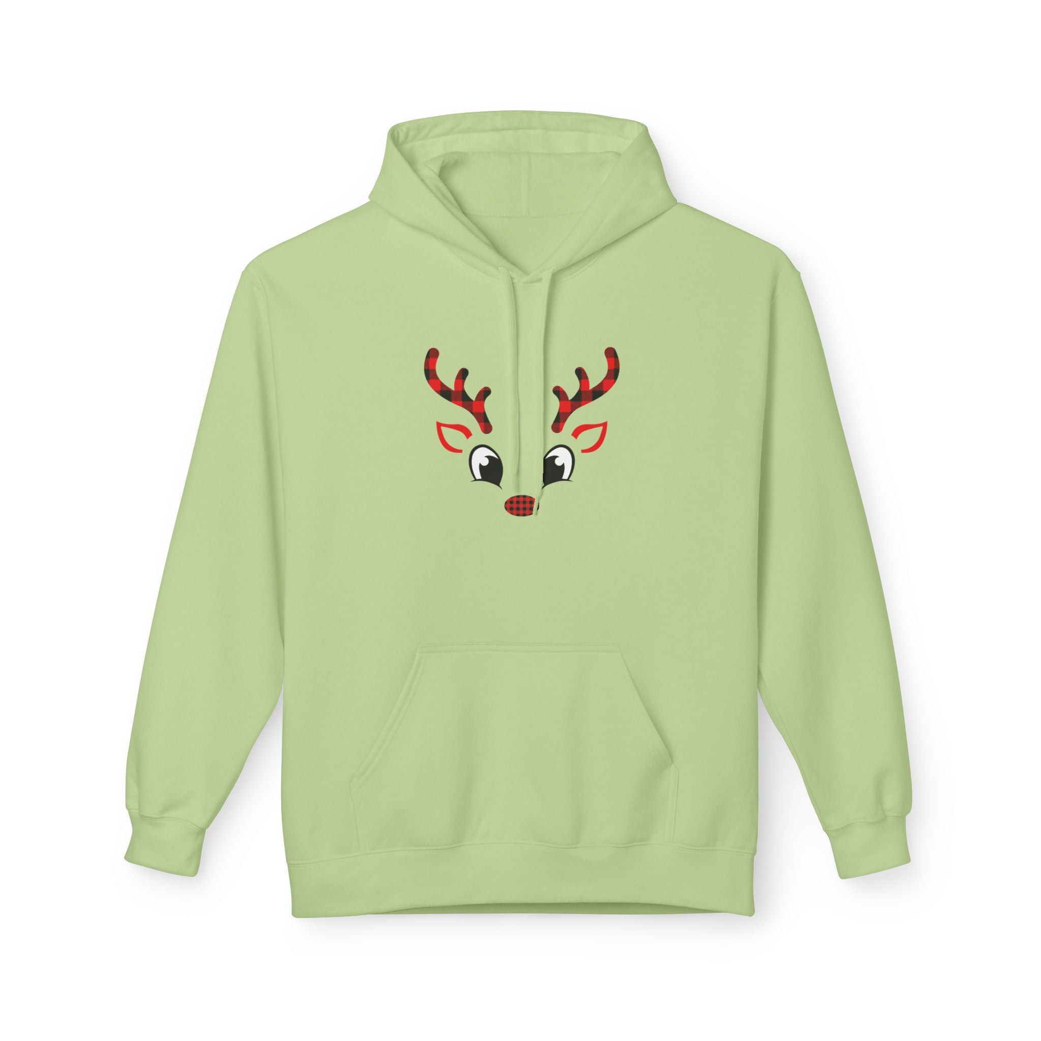 Christmas Reindeer Face Hoodie — Festive Holiday Sweatshirt