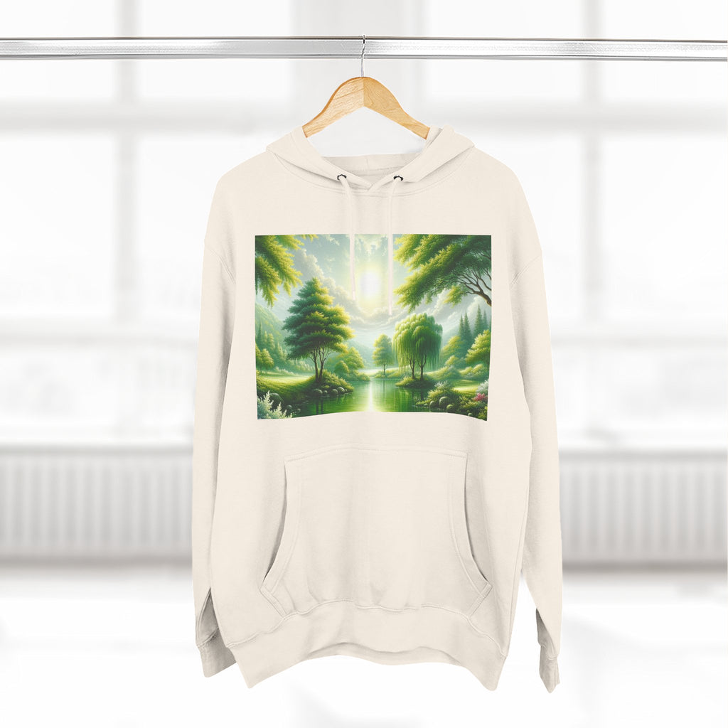 Forest Sunrise Hoodie — Tranquil Nature Landscape Fleece Pullover