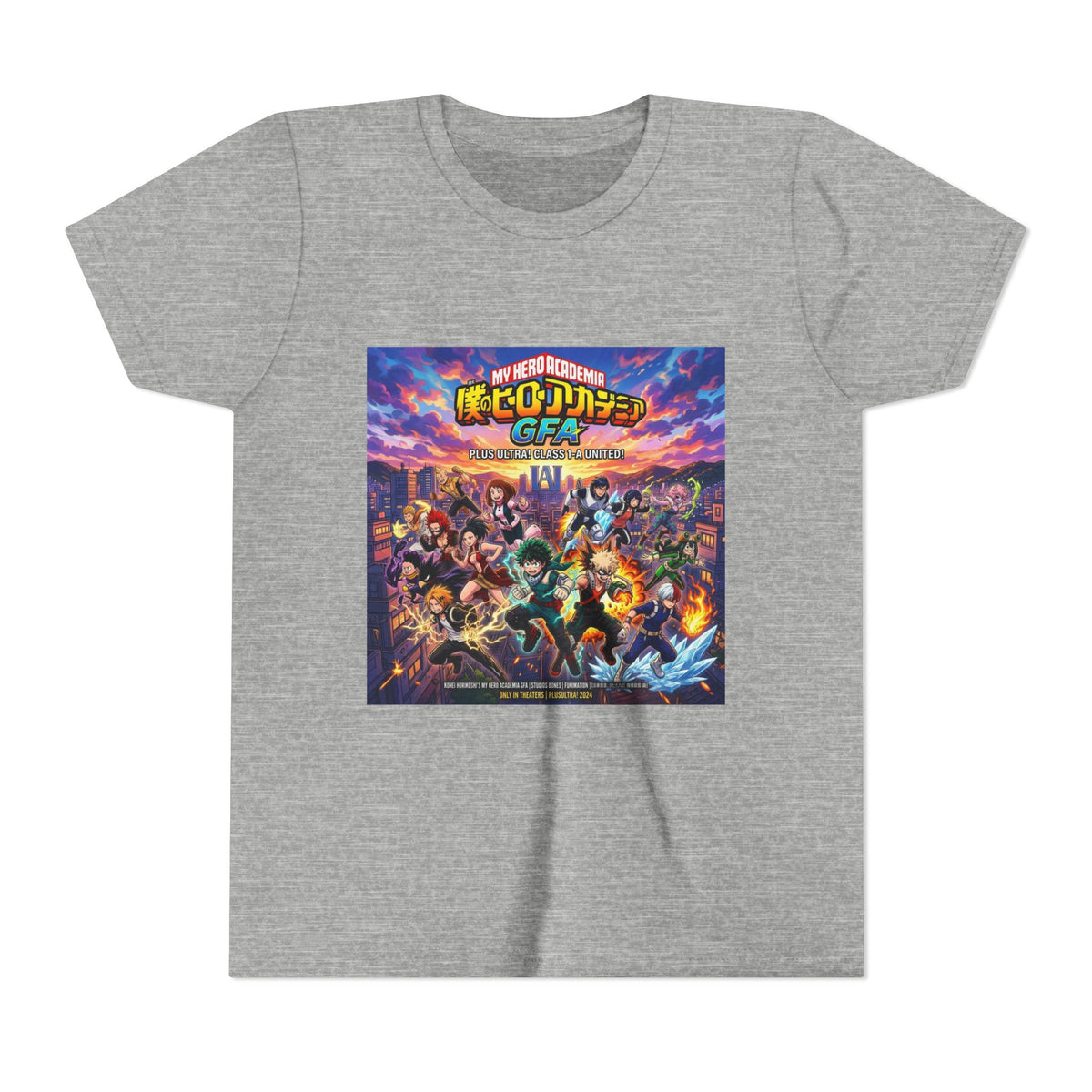 All Might & Class 1-A Youth Tee — Colorful Anime Poster Design