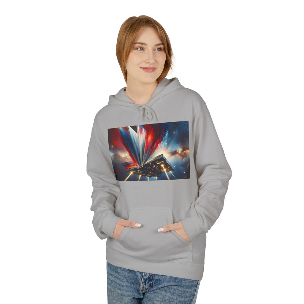 Cosmic Flight Hoodie — "Knowledge Takes Flight" Graphic Pullover