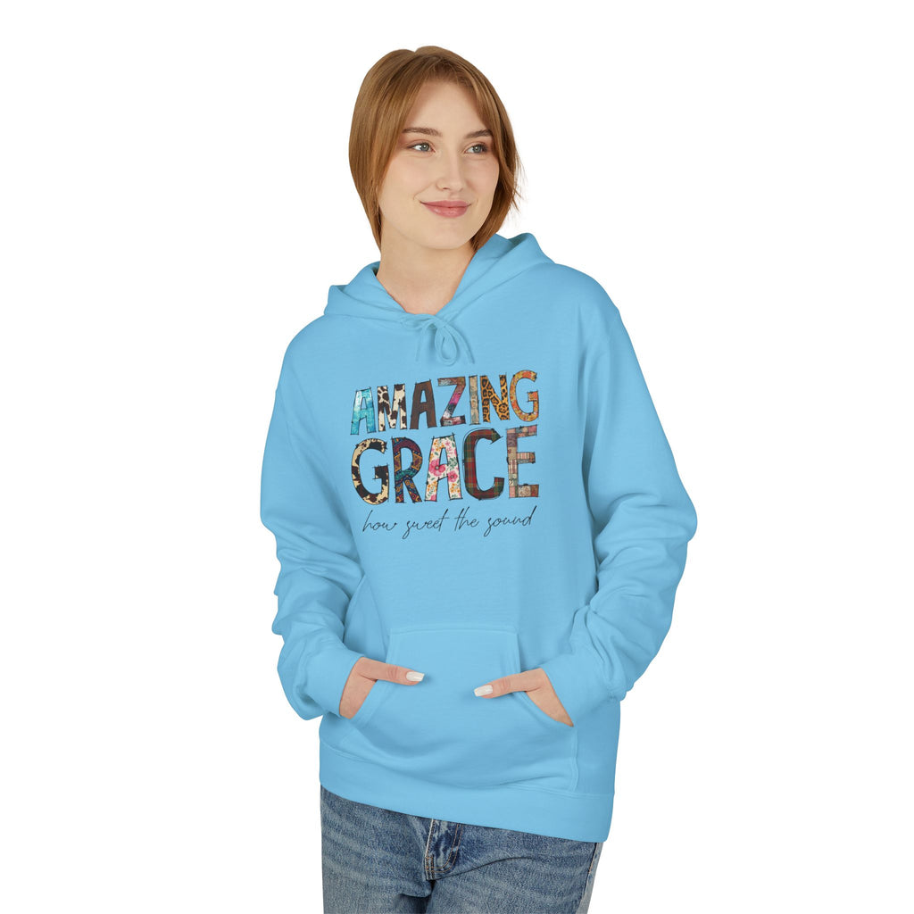 Amazing Grace Floral Hoodie — "Amazing Grace, how sweet the sound" Christian Pullover