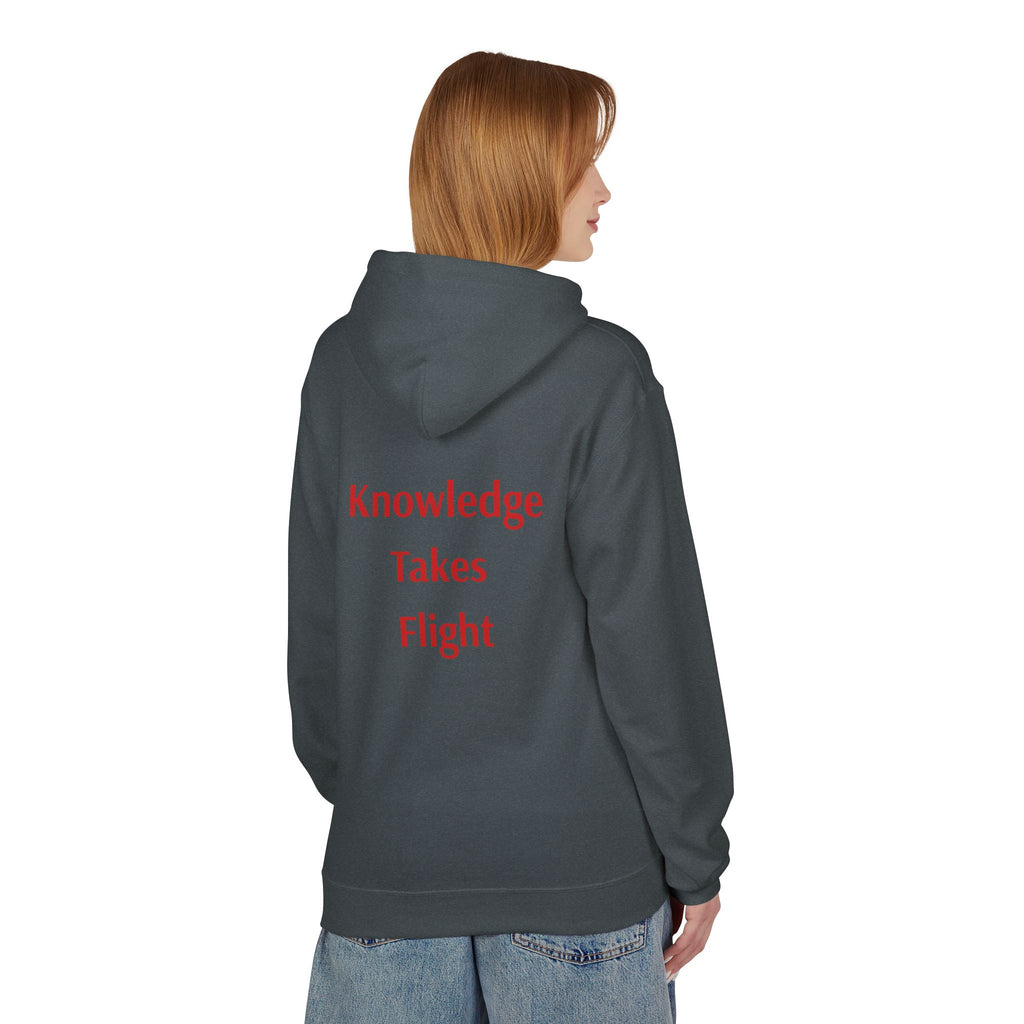 Cosmic Flight Hoodie — "Knowledge Takes Flight" Graphic Pullover