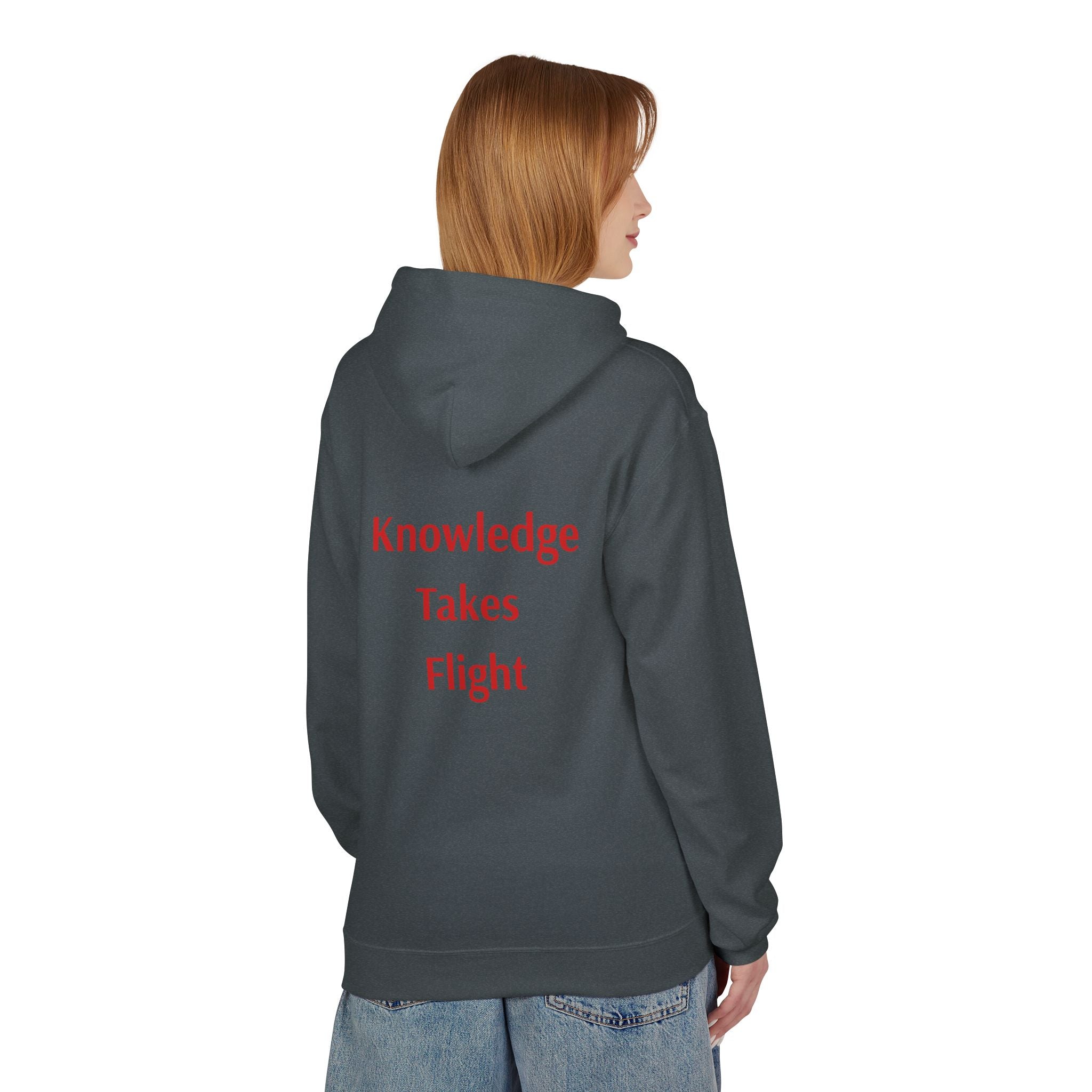 Cosmic Flight Hoodie — "Knowledge Takes Flight" Graphic Pullover