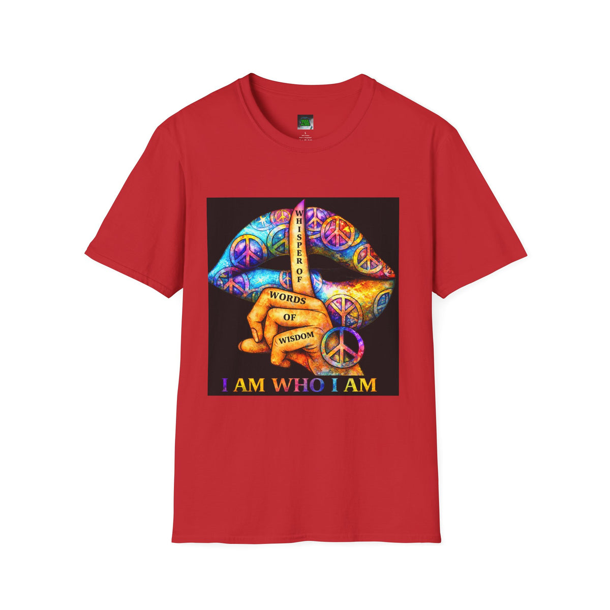 T‑Shirt — Colorful Peace Lips "I Am Who I Am" Graphic Tee