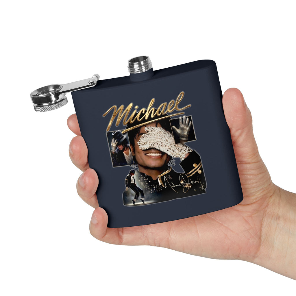 6 oz Stainless Steel Flask — "Michael Jackson" Montage Design