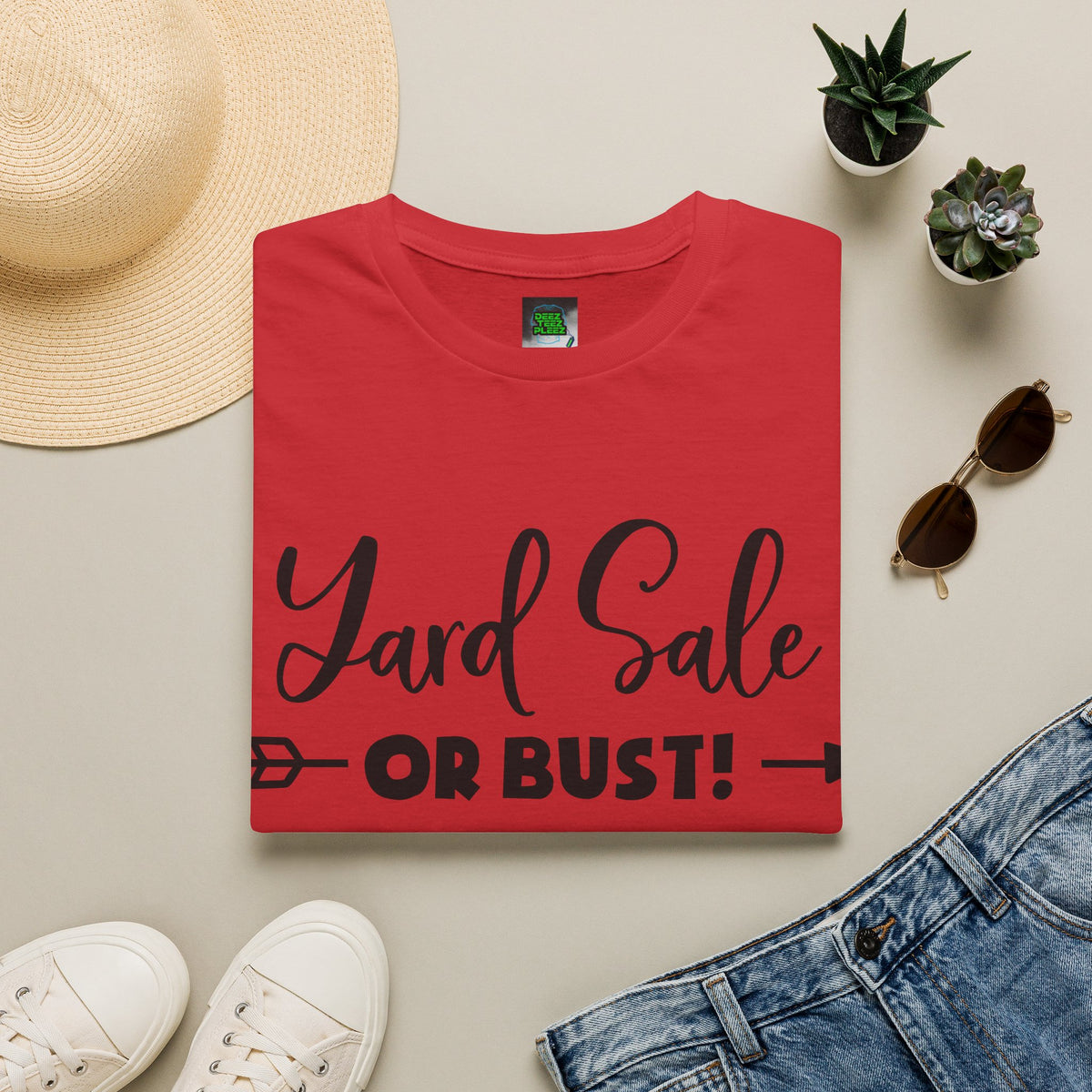 Yard Sale or Bust! T-Shirt — Funny Garage Sale Graphic Tee for Bargain Hunters