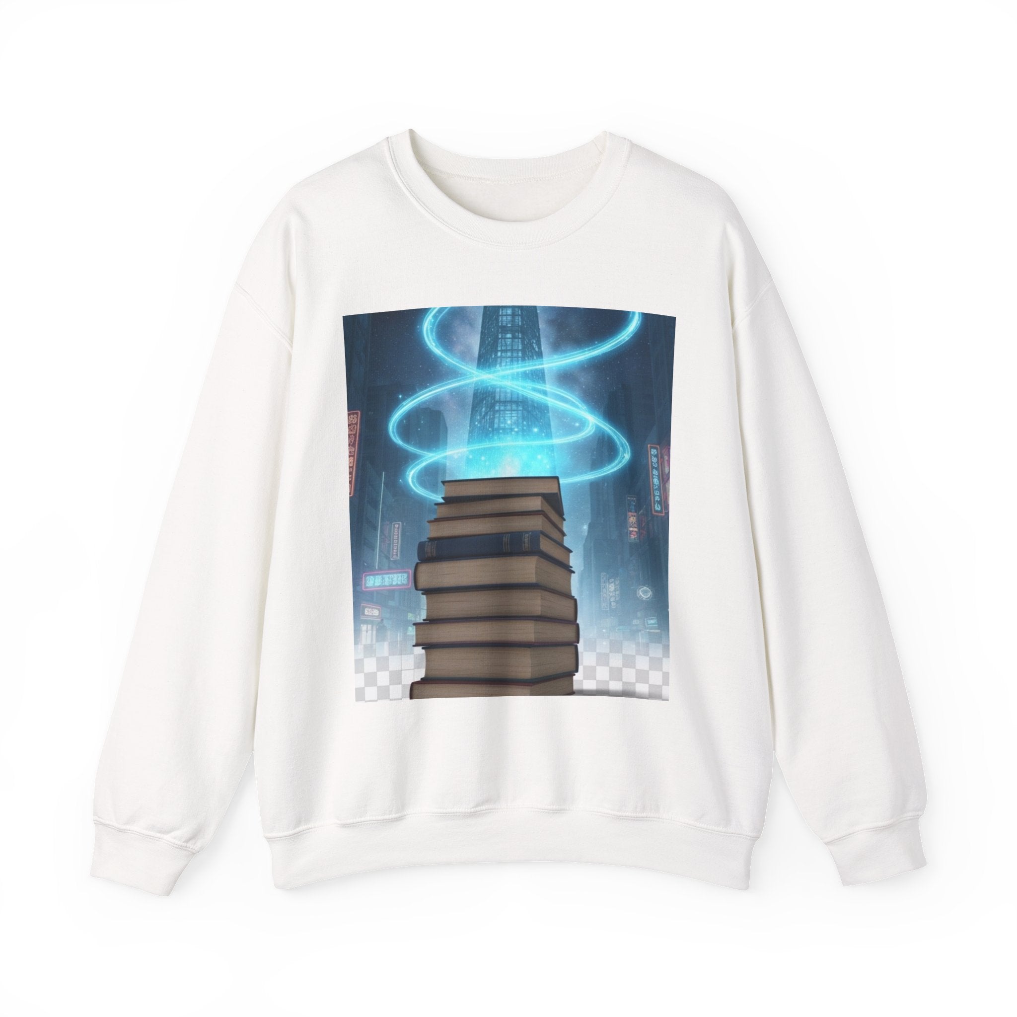 Bookstack Portal Crewneck Sweatshirt — Sci‑Fi Magic Reading Vibe