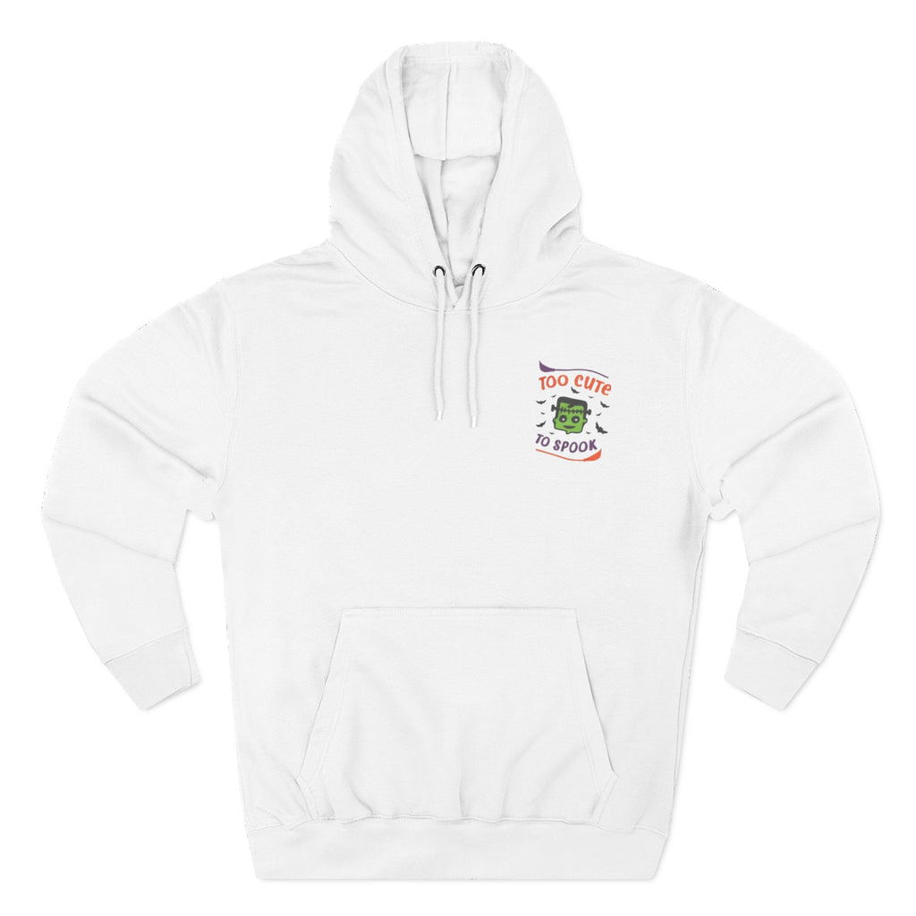 Too Cute to Spook Halloween Hoodie — Cute Frankenstein Embroidered Graphic
