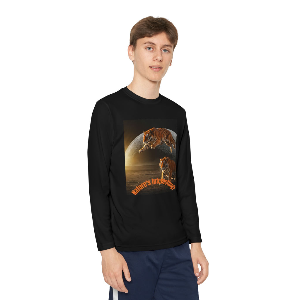 Youth Long Sleeve Nature's Unexpected Tiger & Winter Wolves Graphic Tee
