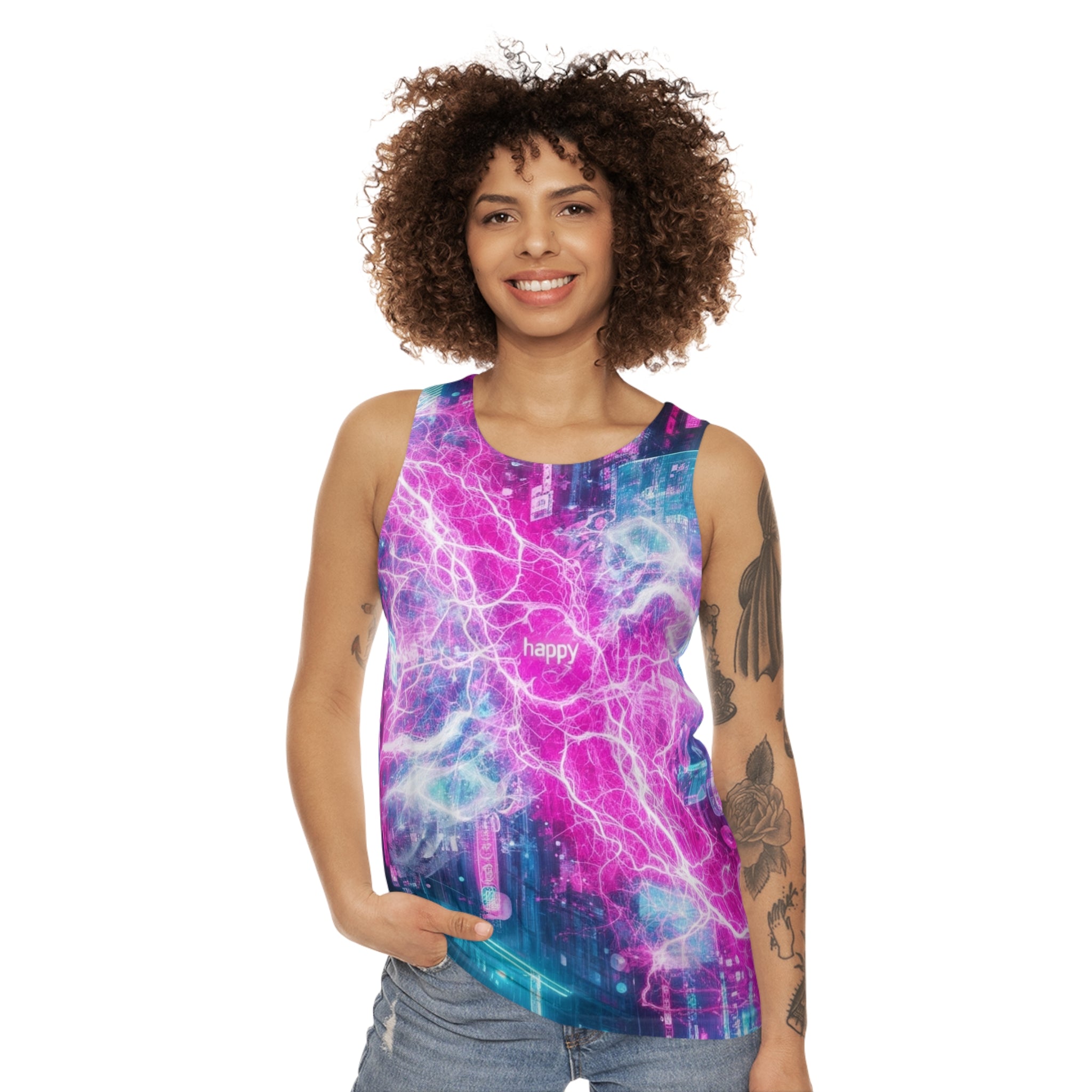 Neon City All-Over Print Tank Top — Retro Neon Vibe