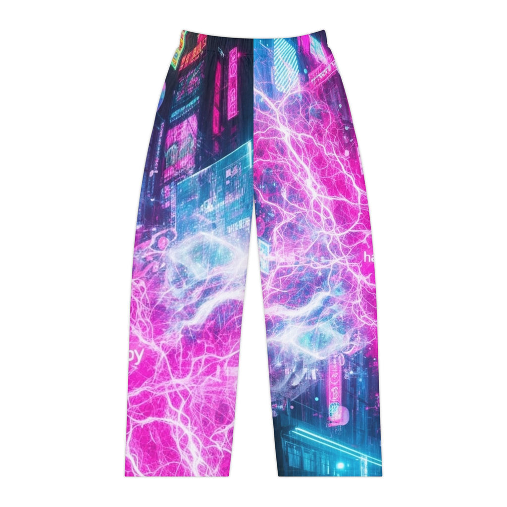 Neon City Women's Pajama Pants — Retro Vaporwave All-Over Print Lounge Bottoms