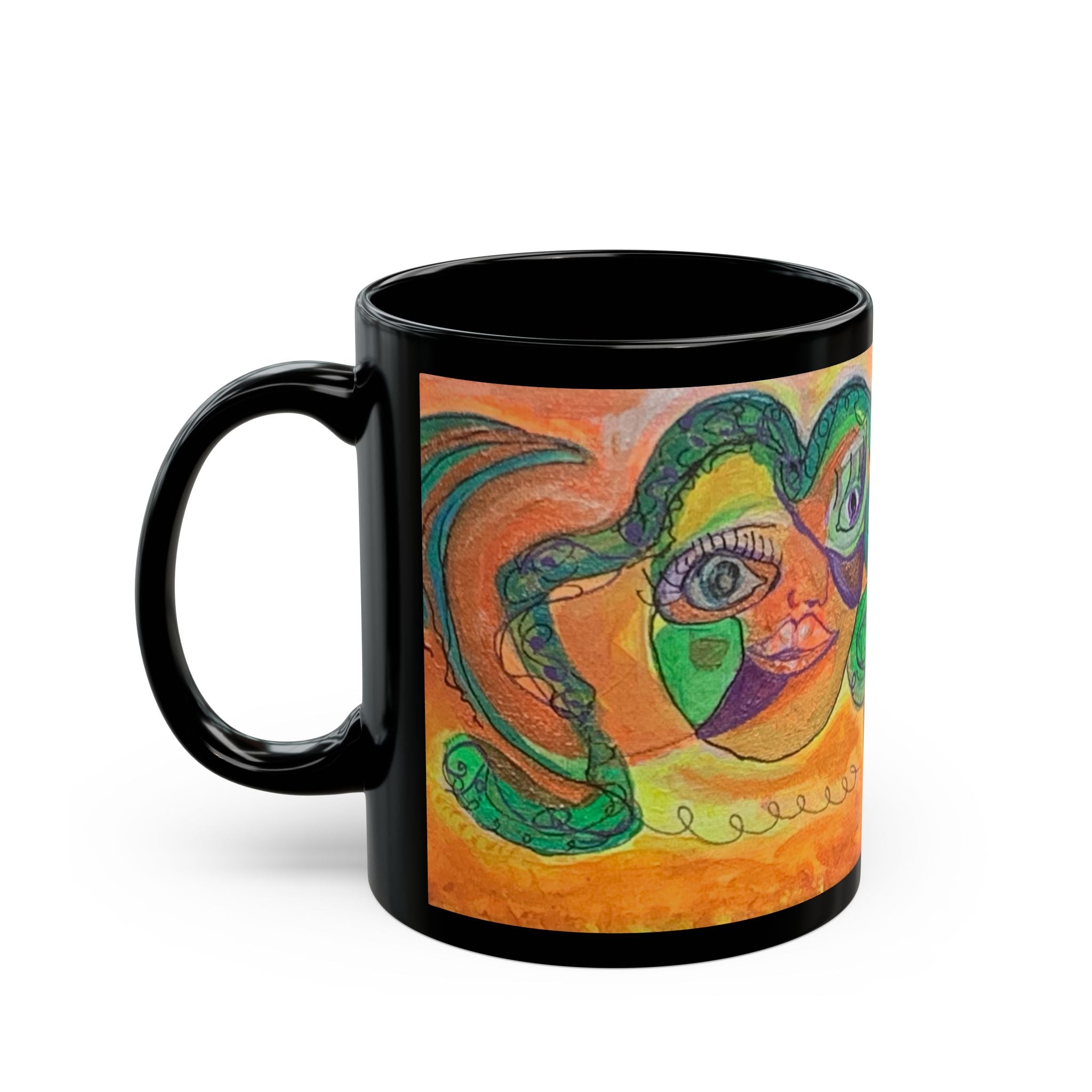 Abstract Face Art Mug — Colorful Surreal Portrait Created by "CynAPar" Coffee Cup (11oz/15oz)