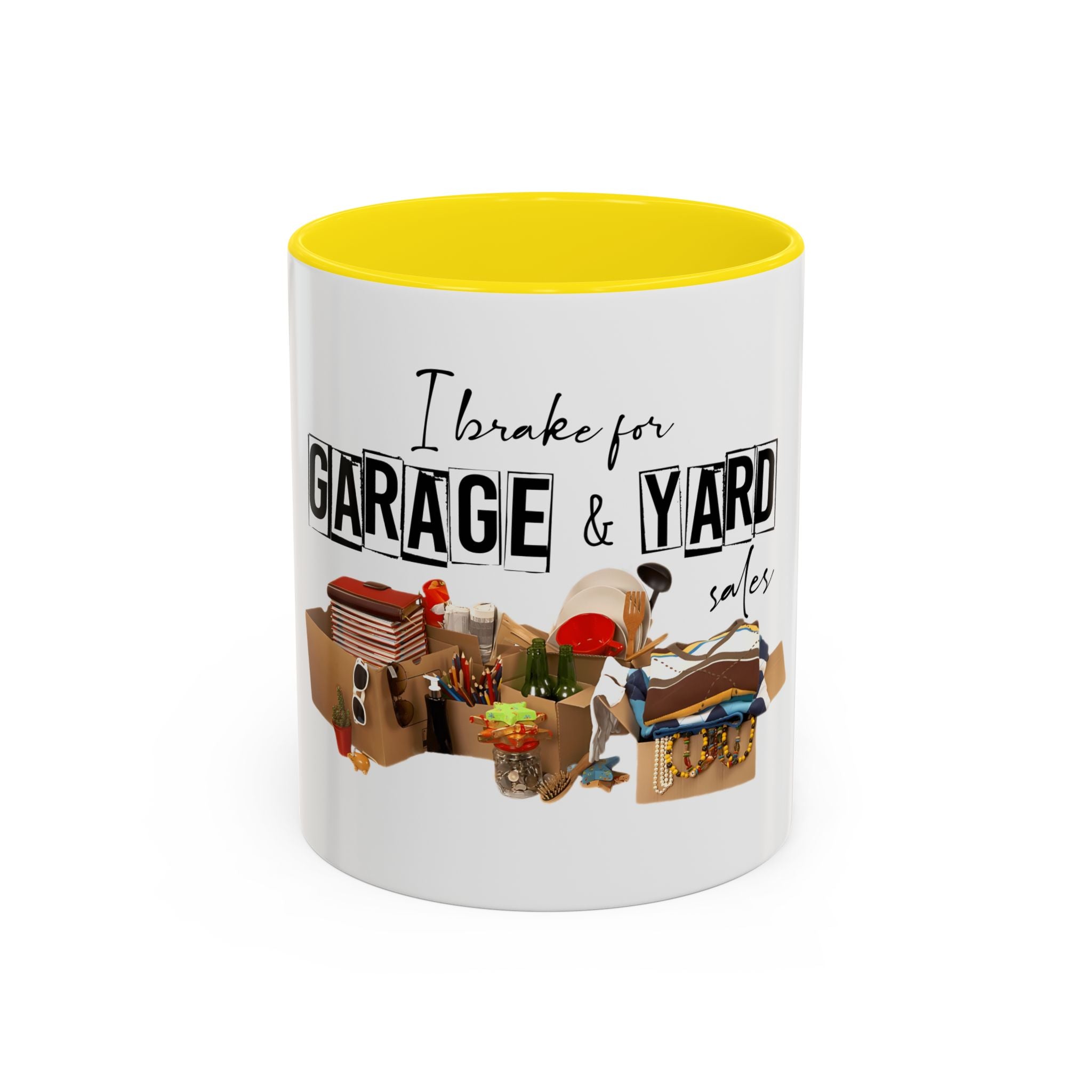 Garage & Yard Sale Coffee Mug — "I Brake for Garage & Yard Sales" Accent Mug