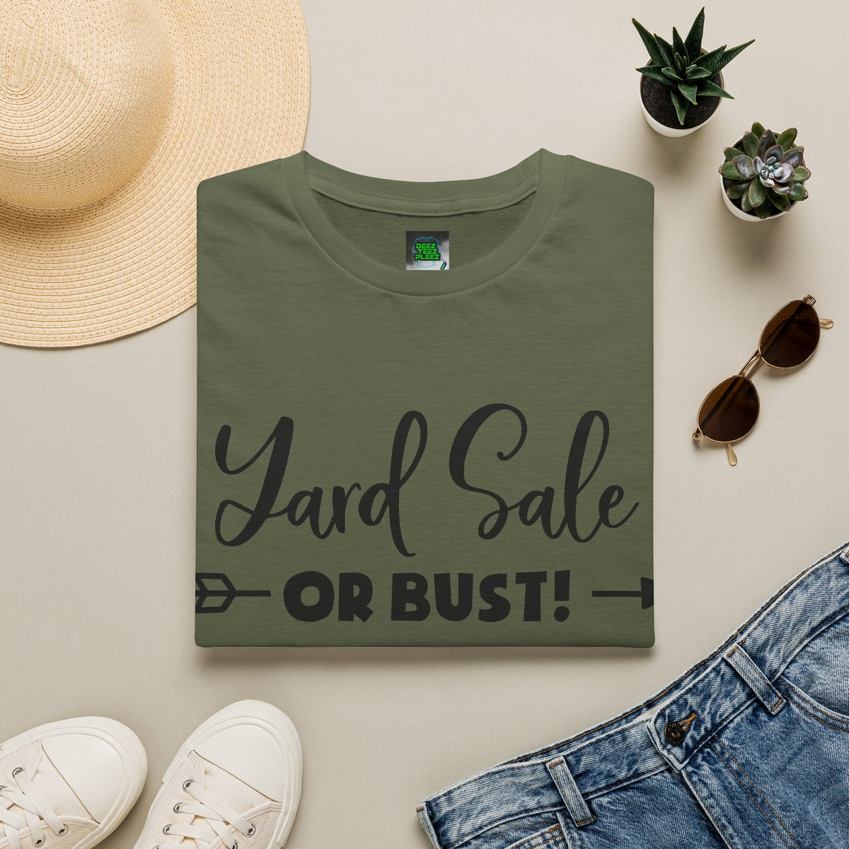Yard Sale or Bust! T-Shirt — Funny Garage Sale Graphic Tee for Bargain Hunters