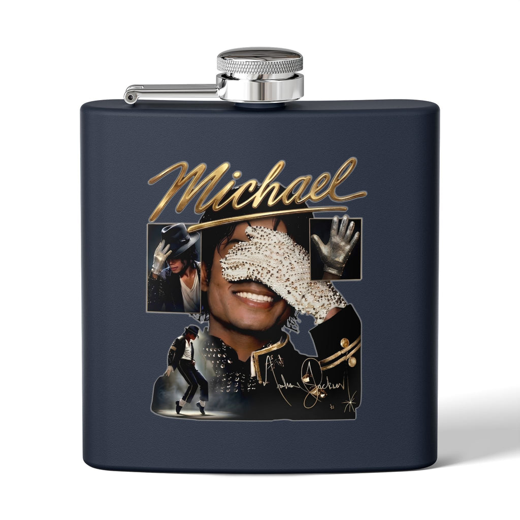 6 oz Stainless Steel Flask — "Michael Jackson" Montage Design