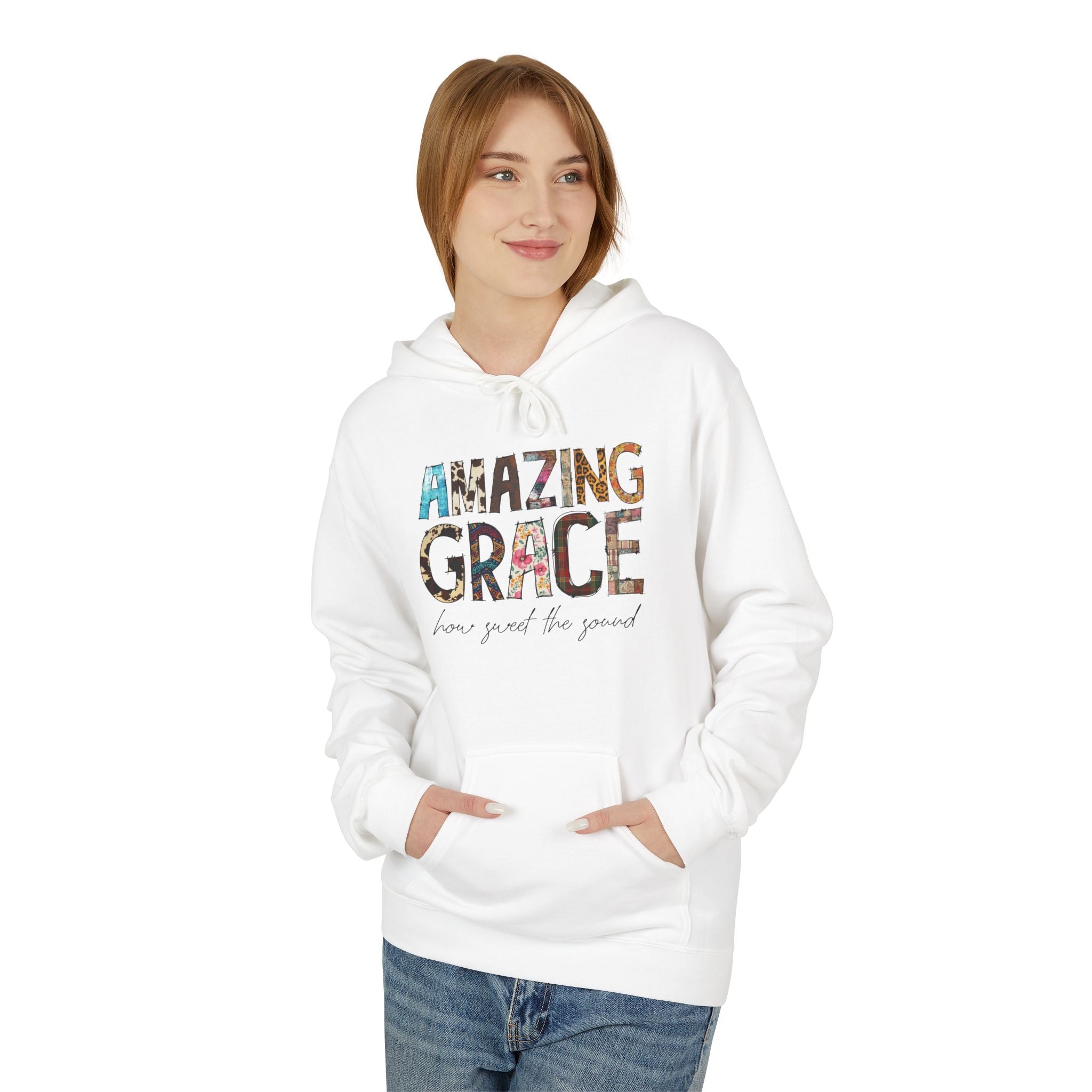 Amazing Grace Floral Hoodie — "Amazing Grace, how sweet the sound" Christian Pullover