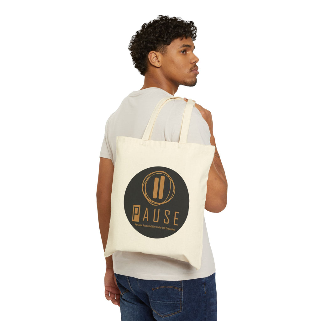 Pause Logo Canvas Tote Bag — Mindful Pause Eco Shopper