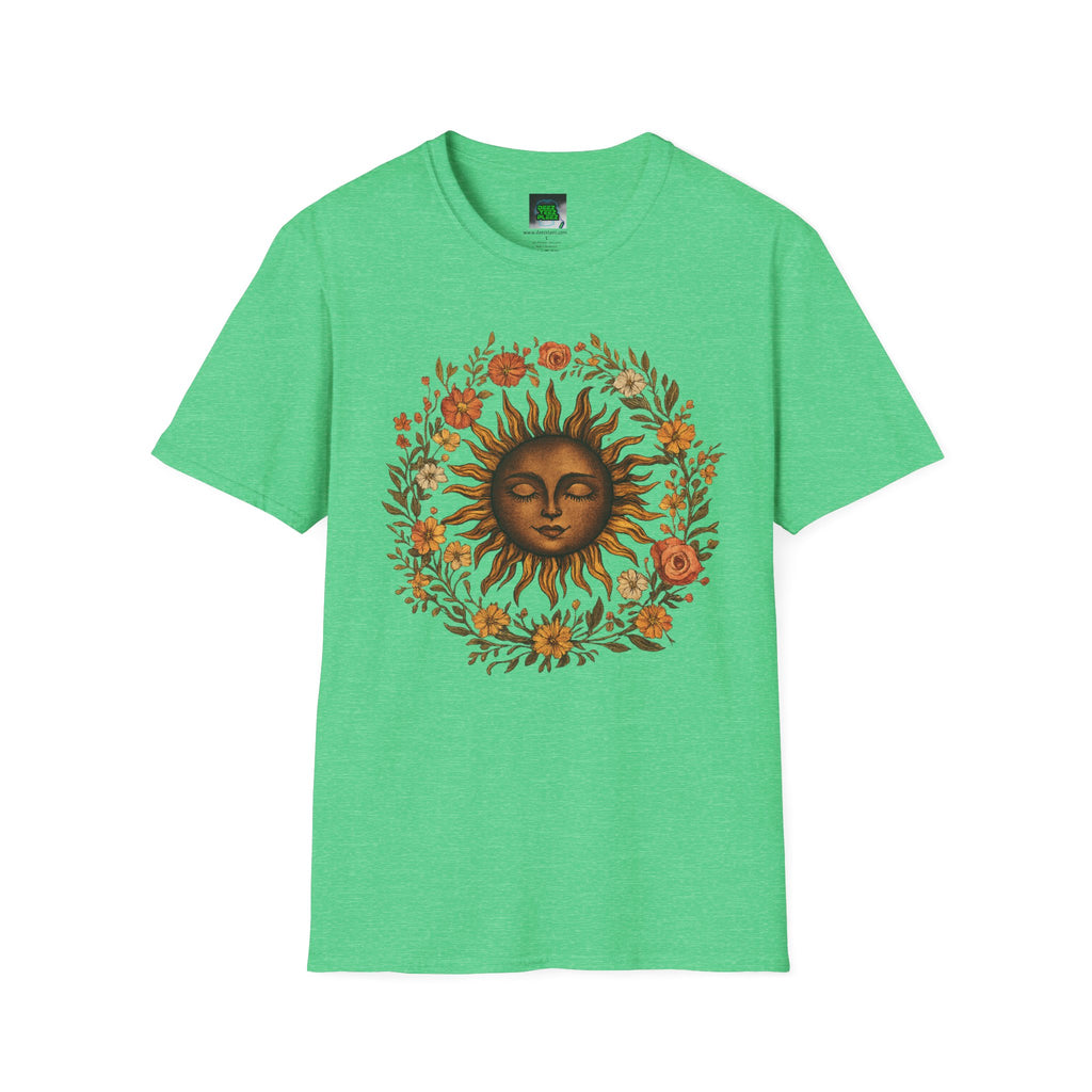 Sunflower Sun T-Shirt — Vintage Boho Sun Face Floral Tee