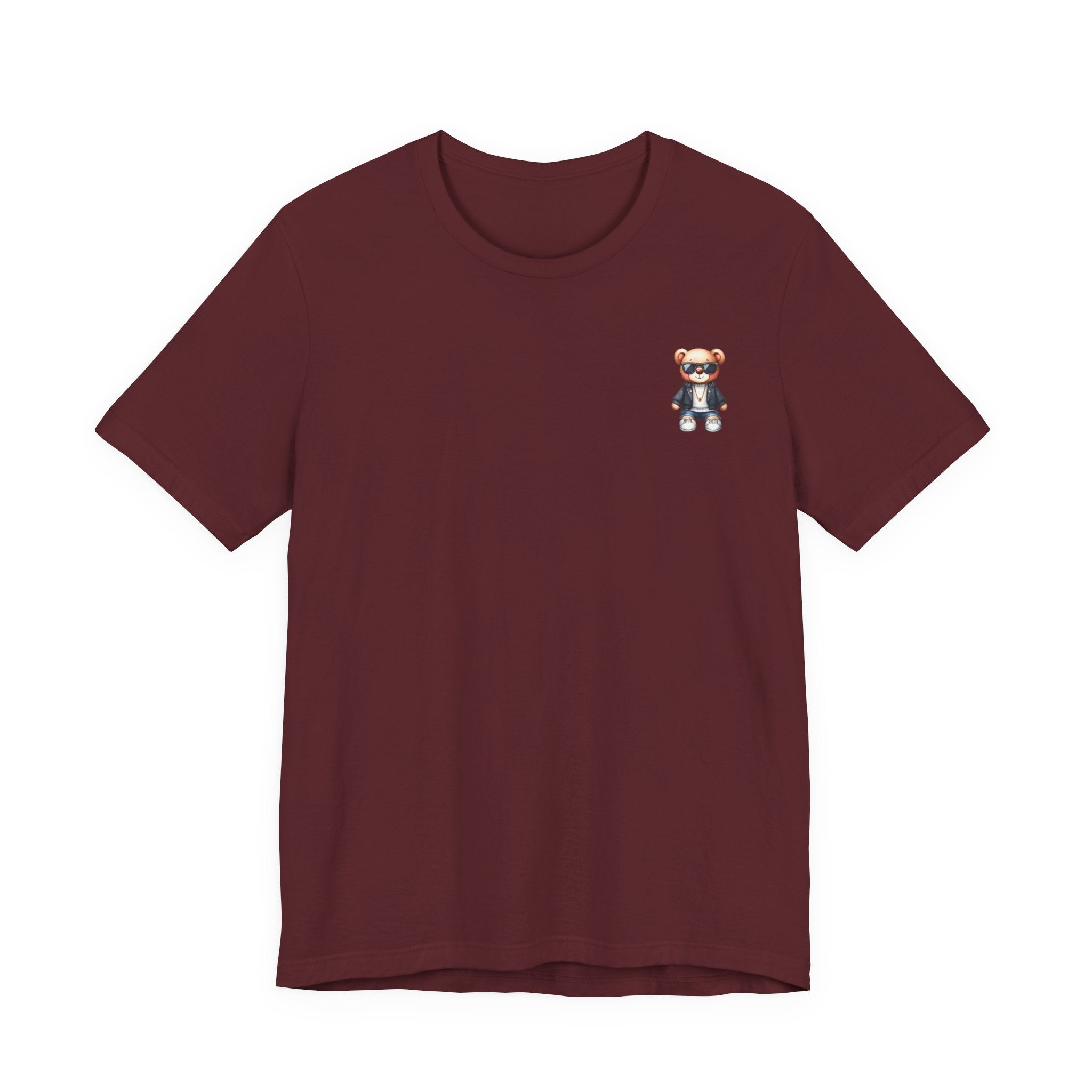 Cute Bear Graphic Tee — Small Chest Print Cotton T-Shirt