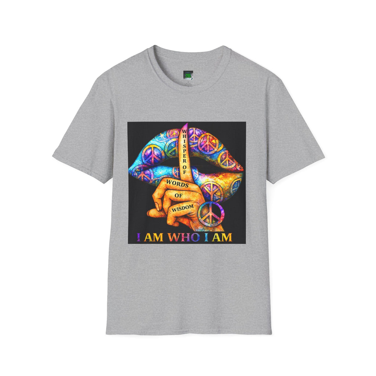 T‑Shirt — Colorful Peace Lips "I Am Who I Am" Graphic Tee