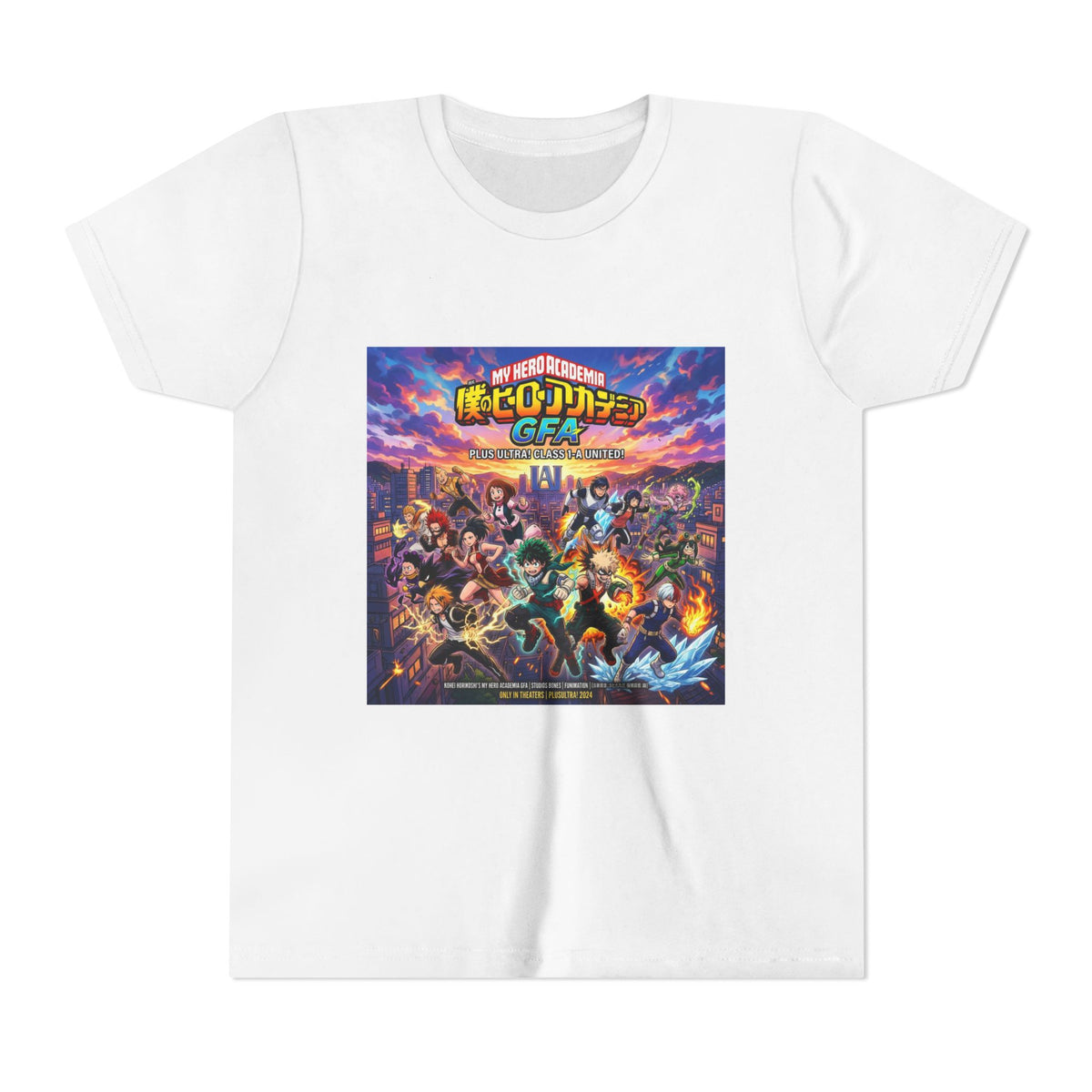 All Might & Class 1-A Youth Tee — Colorful Anime Poster Design