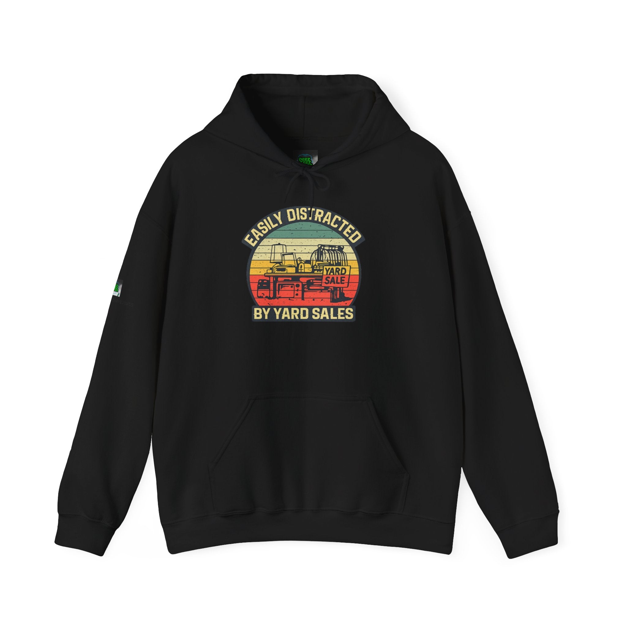 Hoodie — "Easily Distracted by Yard Sales" Vintage Camper Hooded Sweatshirt