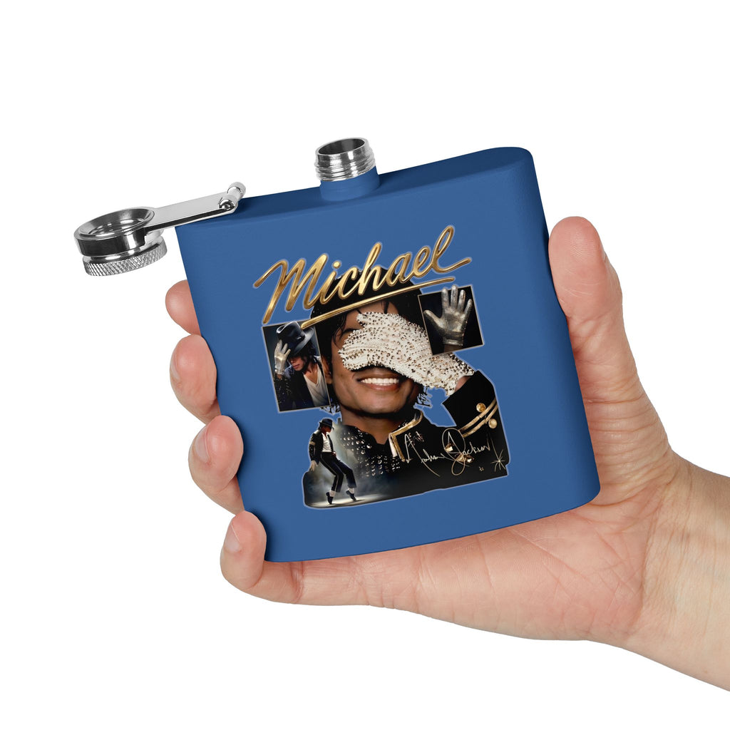 6 oz Stainless Steel Flask — "Michael Jackson" Montage Design